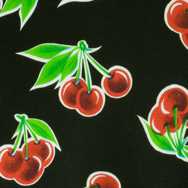 "Stella" Cherries on Black Oilcloth