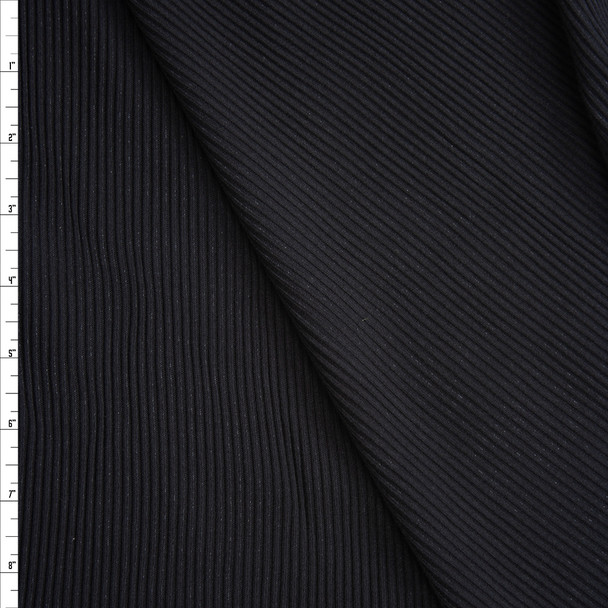 Black Midweight Ribbed Knit Fabric By The Yard