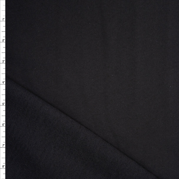 Black Midweight Cotton Sweatshirt Fleece Fabric By The Yard