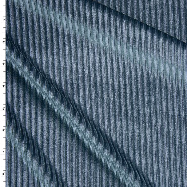 Dusty Blue Corded Stretch Velvet Fabric By The Yard