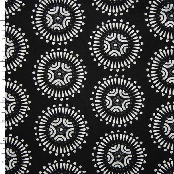 Via Metallic Silver and White Medallion Quilter’s Cotton Print from Boundless Fabrics Fabric By The Yard