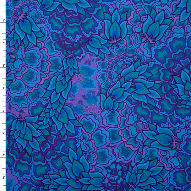 Rhapsody Layered Floral Purple and Green Quilter’s Cotton Print from Boundless Fabrics Fabric By The Yard
