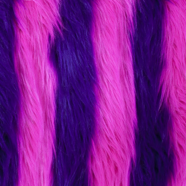 Cali Fabrics | Pink/Purple Striped Shag Faux Fur