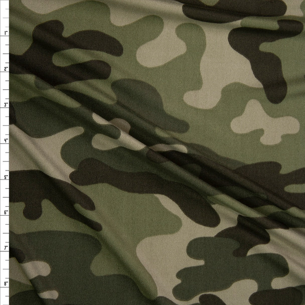 Old Forest Camouflage Double Brushed Poly/Spandex Knit Fabric By The Yard