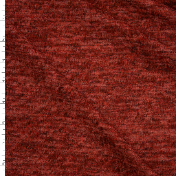 Heather Brick Red Brushed Sweater Knit Fabric By The Yard