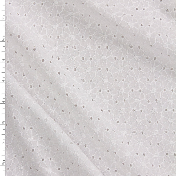 White All Over Flower Cotton Eyelet Fabric By The Yard