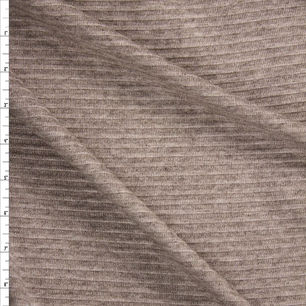 Tan Horizontal Rib Brushed Sweater Knit  Fabric By The Yard