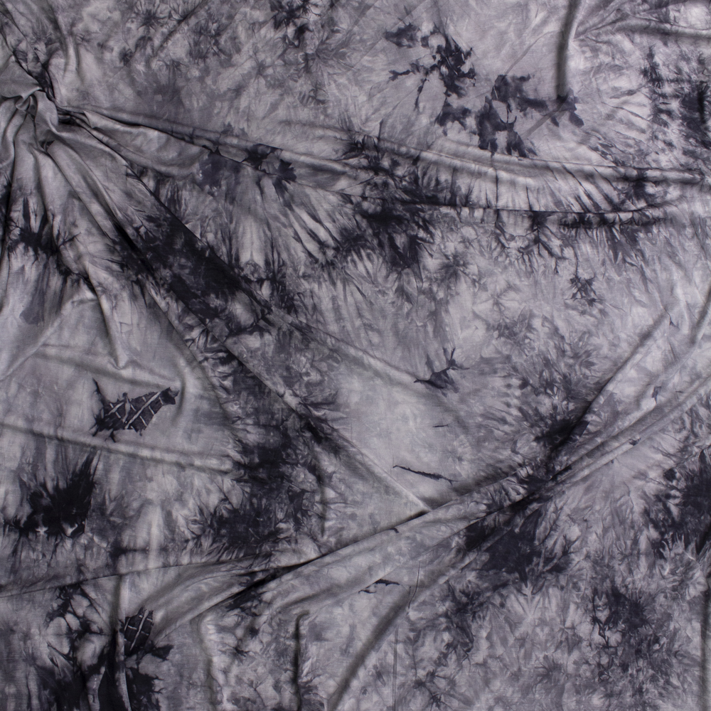 Charcoal Fog Tie Dye Rayon Jersey Knit Fabric By The Yard - Wide shot