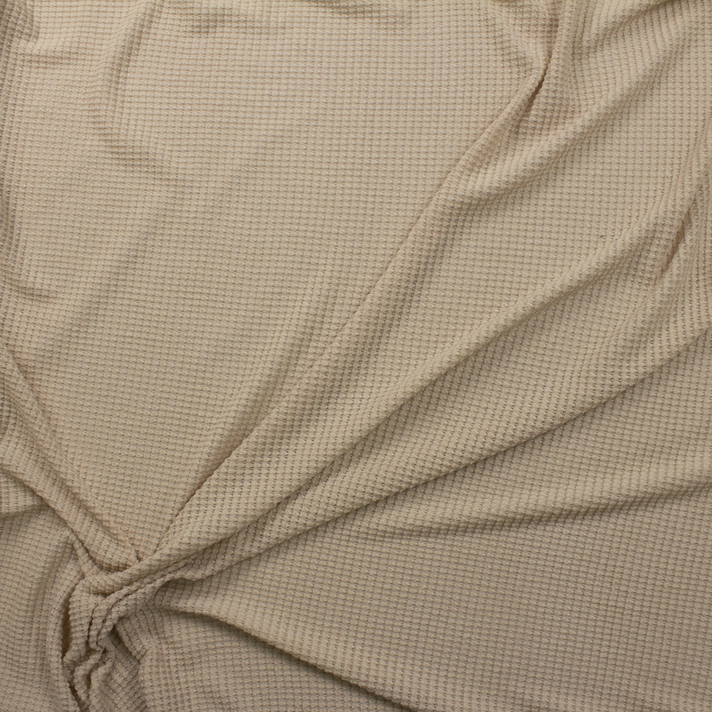 Tan Chunky Waffle Knit Fabric By The Yard - Wide shot