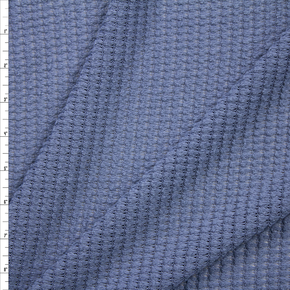 Cadet Blue Chunky Waffle Knit Fabric By The Yard