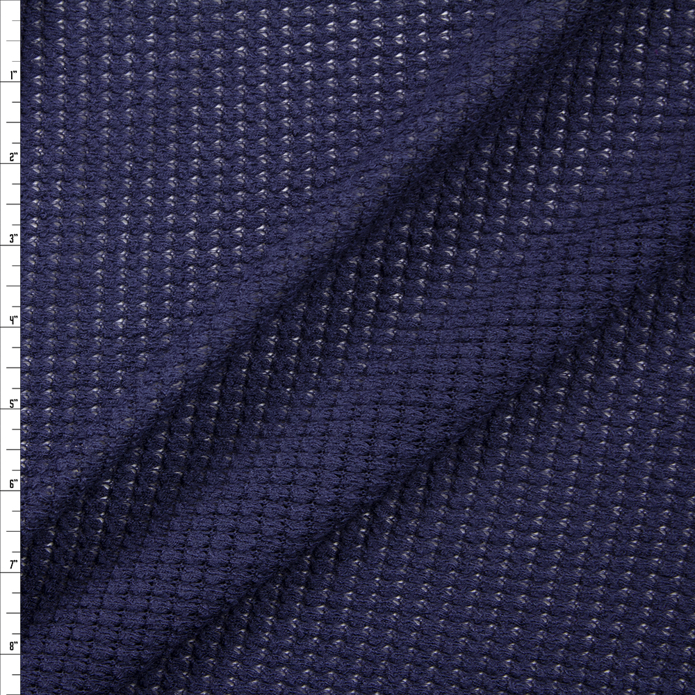 Navy Blue Chunky Waffle Knit Fabric By The Yard