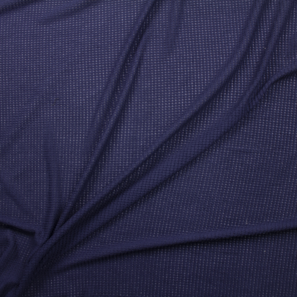 Navy Blue Chunky Waffle Knit Fabric By The Yard - Wide shot