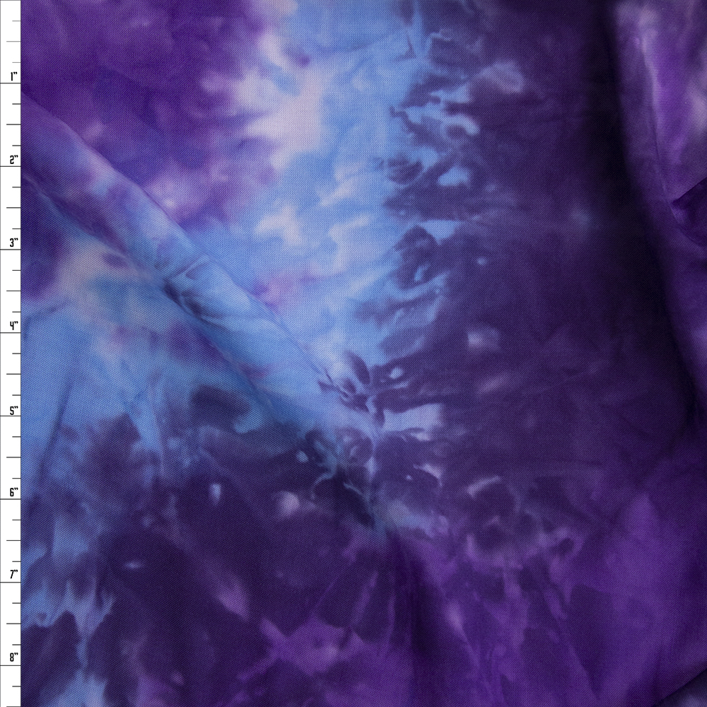 Plum, Purple, Turquoise, and White Rayon Challis Fabric By The Yard