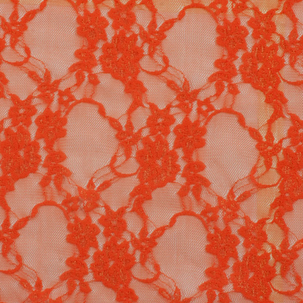 Orange Floral Stretch Lace