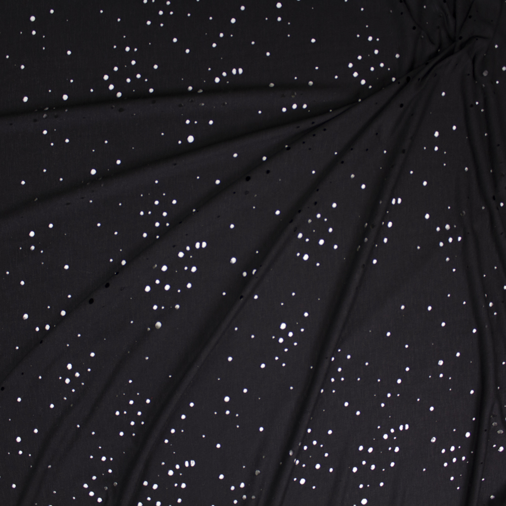 Black Holey Rayon French Terry Fabric By The Yard - Wide shot