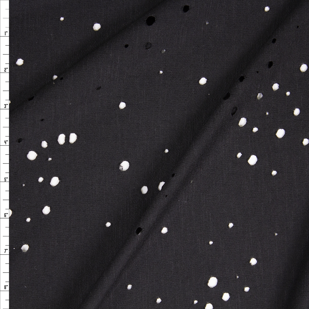Black Holey Rayon French Terry Fabric By The Yard