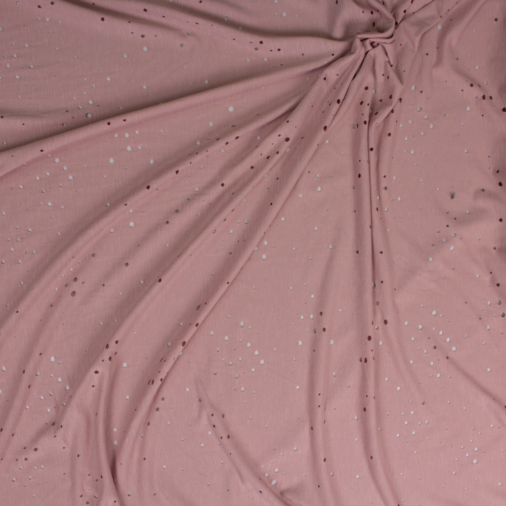 Blush Holey Rayon French Terry Fabric By The Yard - Wide shot