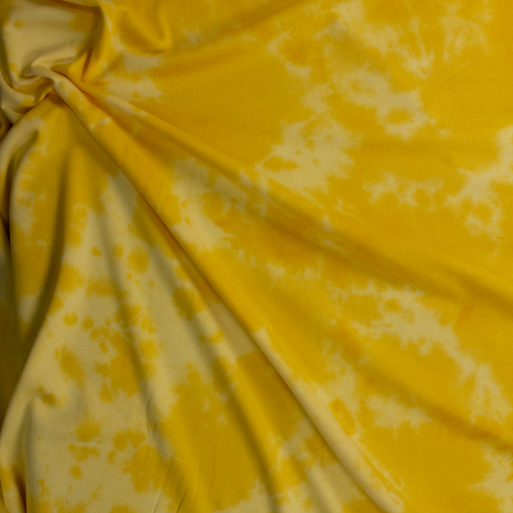 Yellow Tie Dye Cotton Sweatshirt Fleece Fabric By The Yard - Wide shot