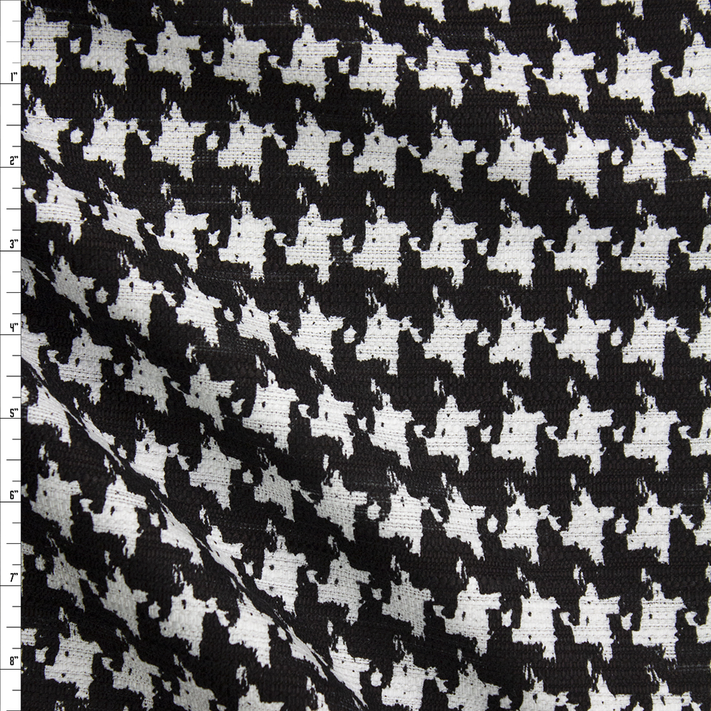 Black and Offwhite Houndstooth from Robert Kaufman Cotton Boucle Fabric By The Yard