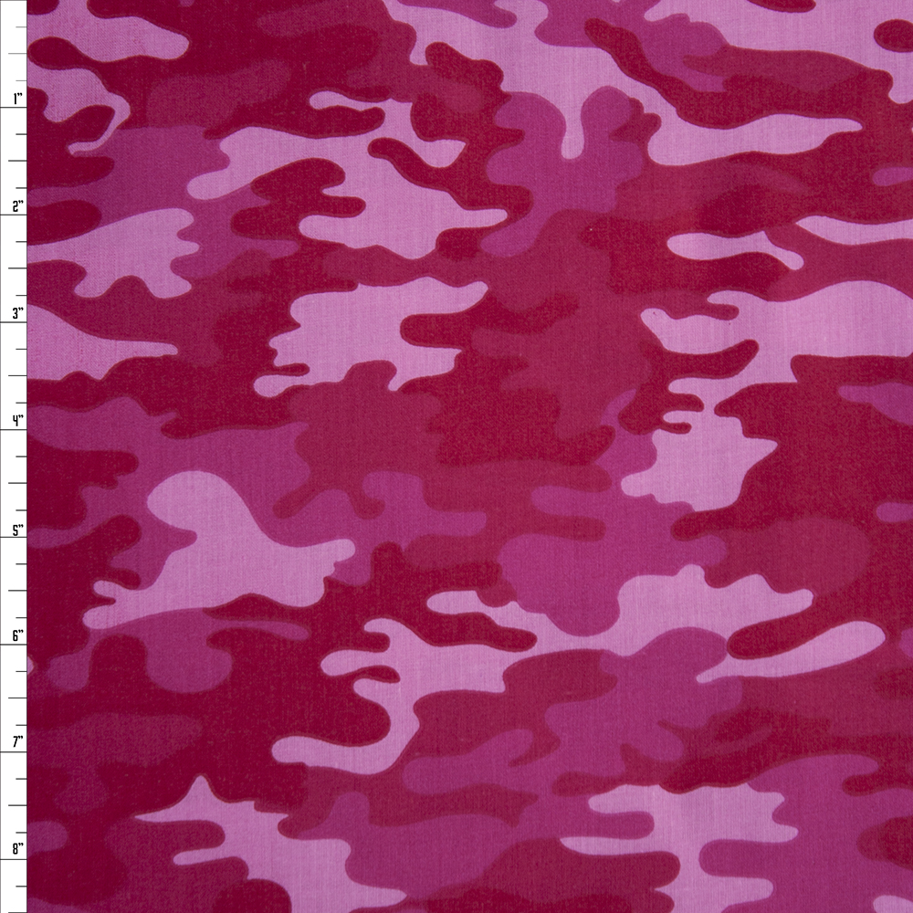 Hot Pink Camouflage Quilter's Cotton Print Fabric By The Yard