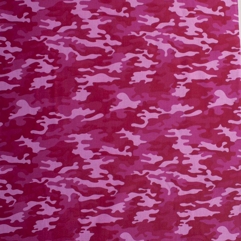 Hot Pink Camouflage Quilter's Cotton Print Fabric By The Yard - Wide shot