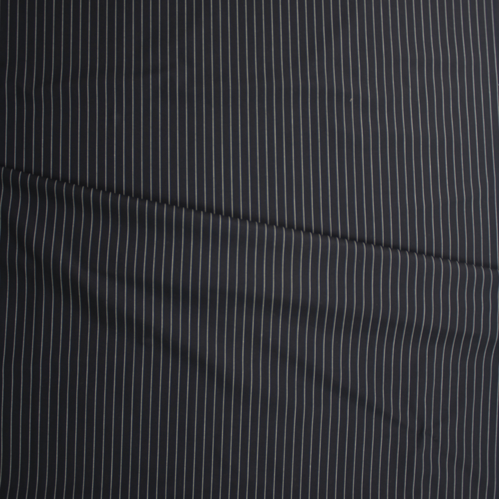 White on Black Vertical Pinstripe Poly/Cotton Twill Fabric By The Yard - Wide shot