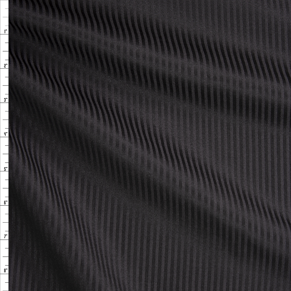 Black on Black Striped Midweight Sateen Fabric By The Yard