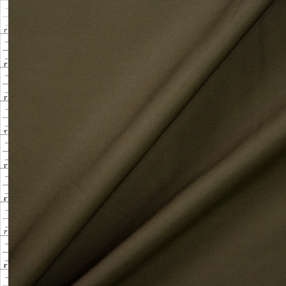 Olive Poly/Cotton Midweight Twill Fabric By The Yard
