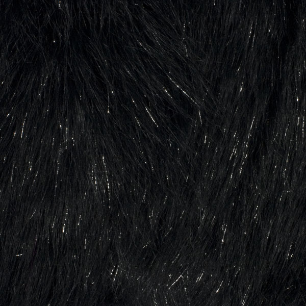 Cali Fabrics | Black Glitter Fox Faux Fur