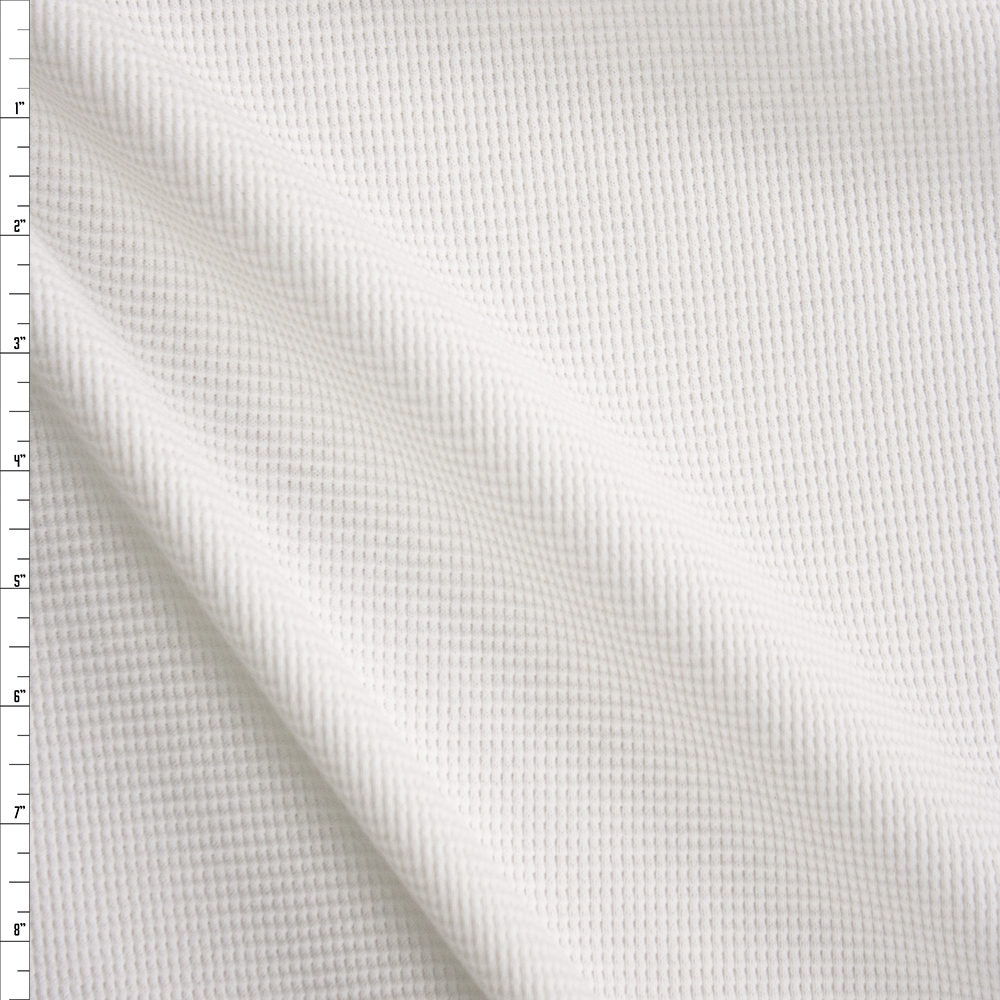 White Heavyweight Cotton Waffle Knit Fabric By The Yard