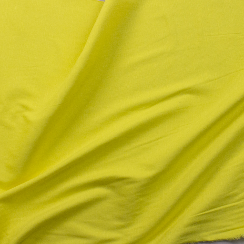 Bright Canary Yellow Drapey Rayon/Linen Blend Fabric By The Yard - Wide shot