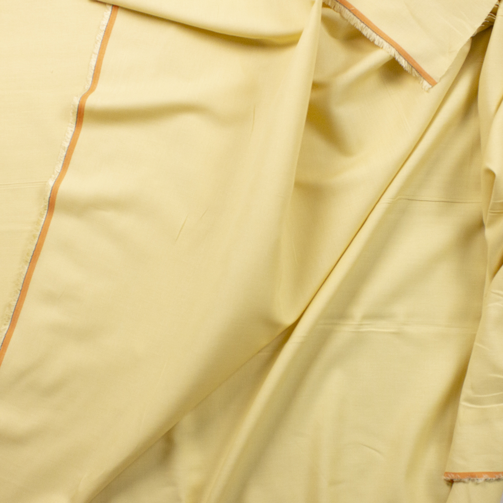 Pale Dusty Yellow Linen Look Cotton Shirting Fabric By The Yard - Wide shot