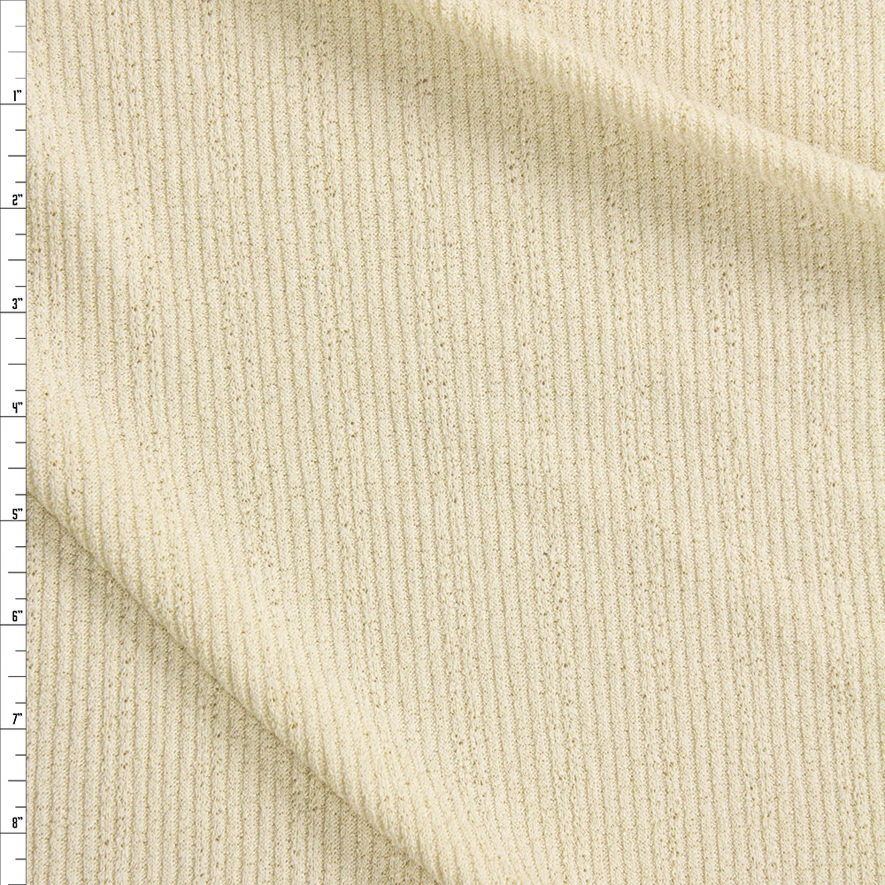 Ivory Crepe Textured Poly Rib Knit Fabric By The Yard