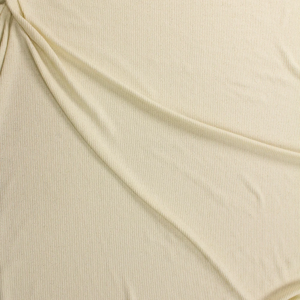 Ivory Crepe Textured Poly Rib Knit Fabric By The Yard - Wide shot
