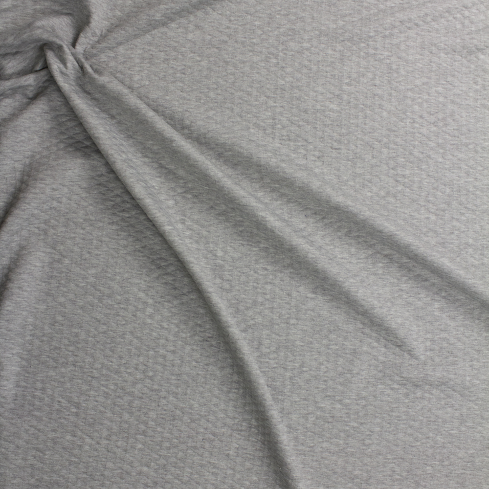 Heather Grey Diamond Quilted Texture Double Knit Fabric By The Yard - Wide shot