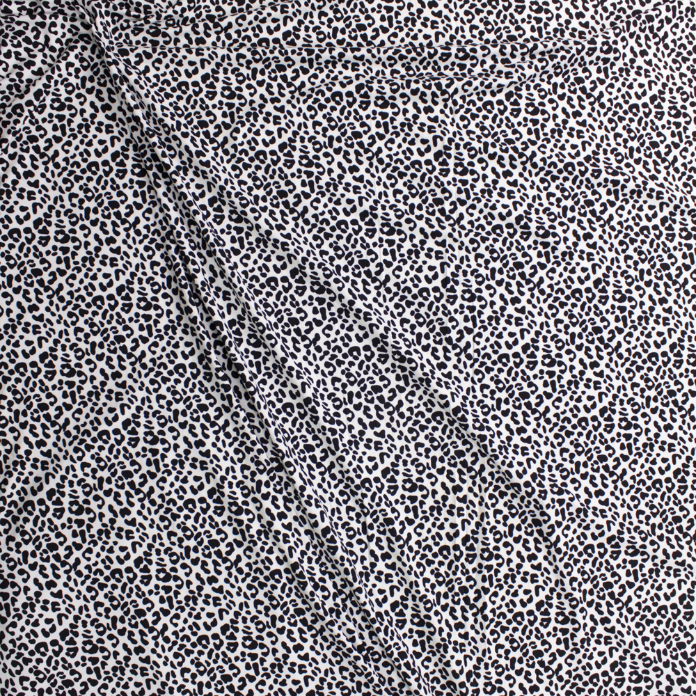Black on White Cheetah Print Double Brushed Poly/Spandex Fabric By The Yard - Wide shot