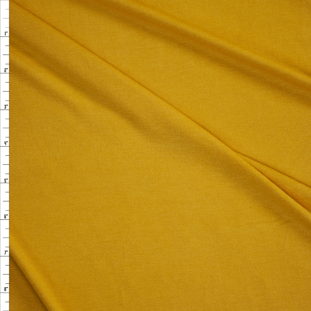 Mustard Midweight Stretch Rayon Jersey Fabric By The Yard