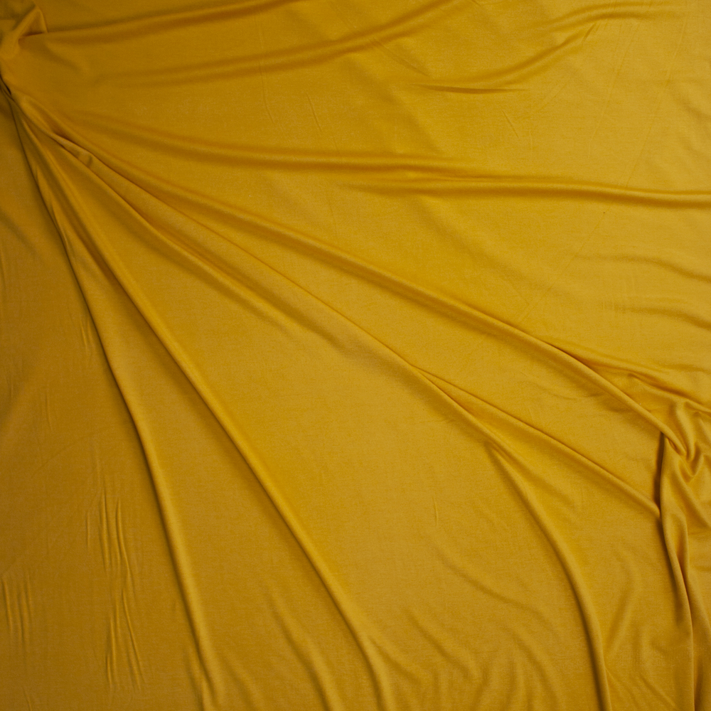 Mustard Midweight Stretch Rayon Jersey Fabric By The Yard - Wide shot