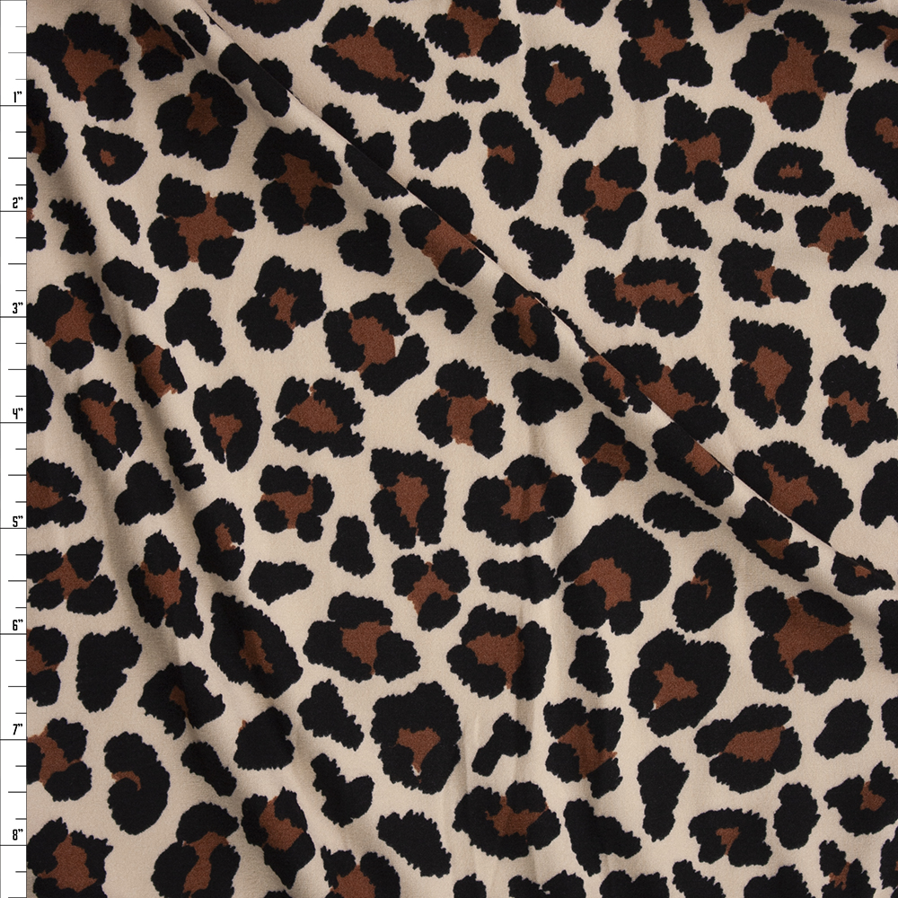 Classic Leopard Print Double Brushed Poly/Spandex Knit Fabric By The Yard