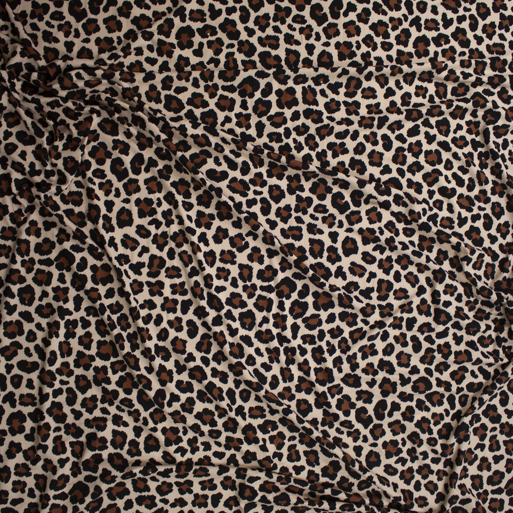 Classic Leopard Print Double Brushed Poly/Spandex Knit Fabric By The Yard - Wide shot