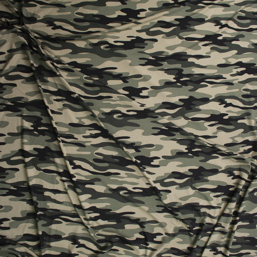 Moss Camo Double Brushed Poly/Spandex Knit Fabric By The Yard - Wide shot