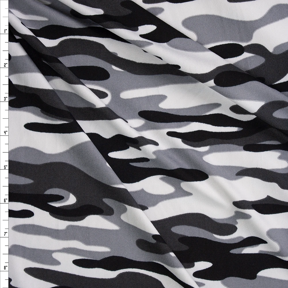 Granite Camo Double Brushed Poly/Spandex Knit Fabric By The Yard