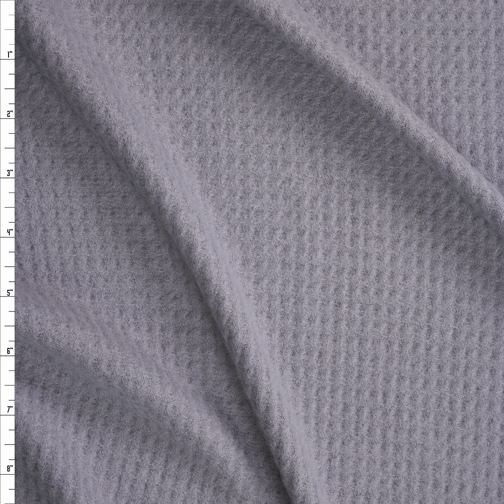 Solid Medium Grey Brushed Soft Waffle Fabric By The Yard