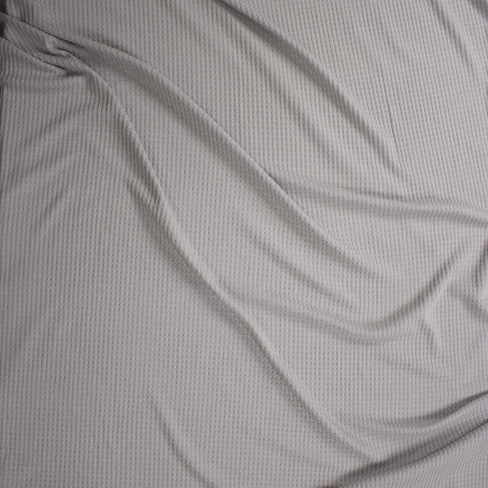 Silver Grey Soft Waffle Knit Fabric By The Yard - Wide shot