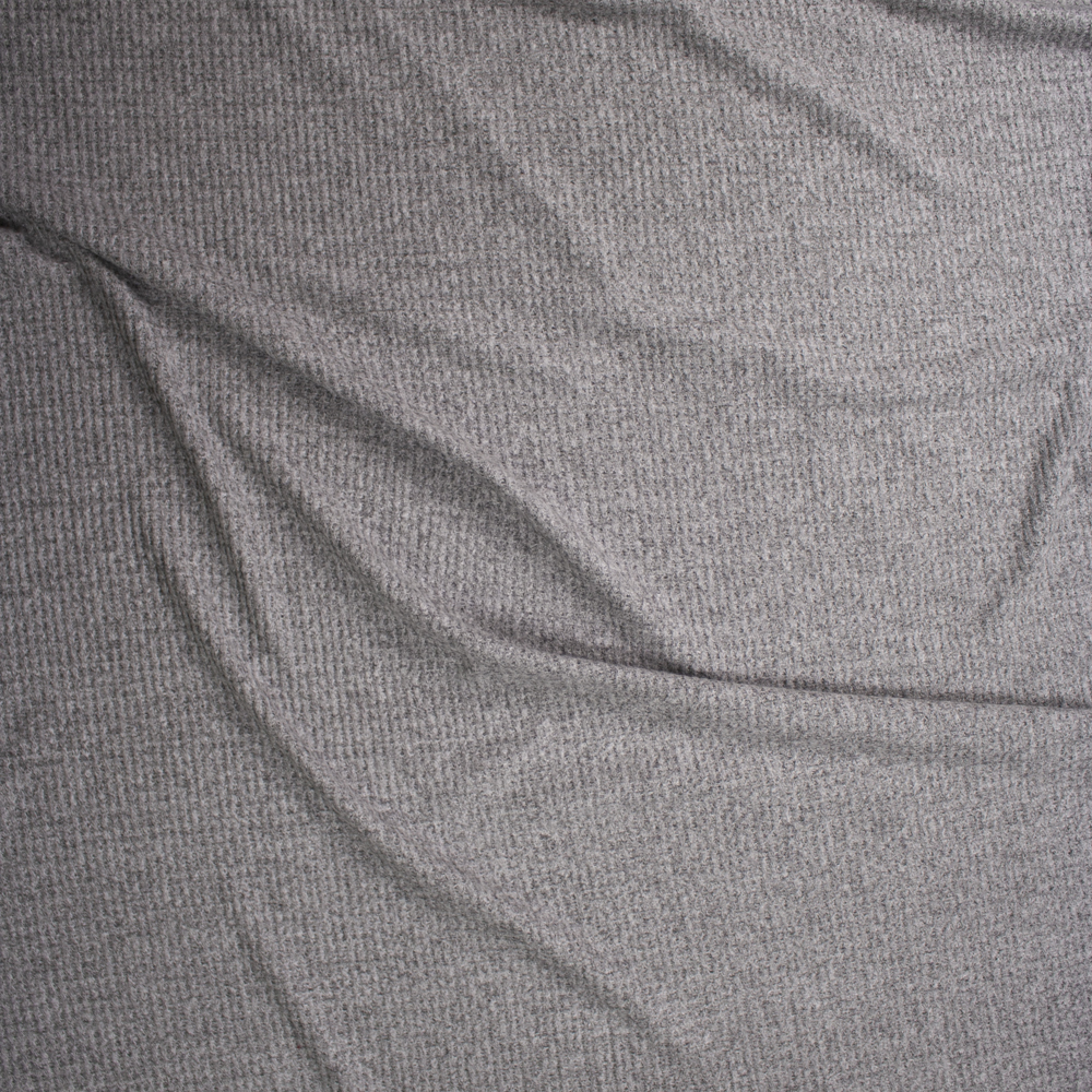 Medium Grey Heather Brushed Soft Waffle Fabric By The Yard - Wide shot