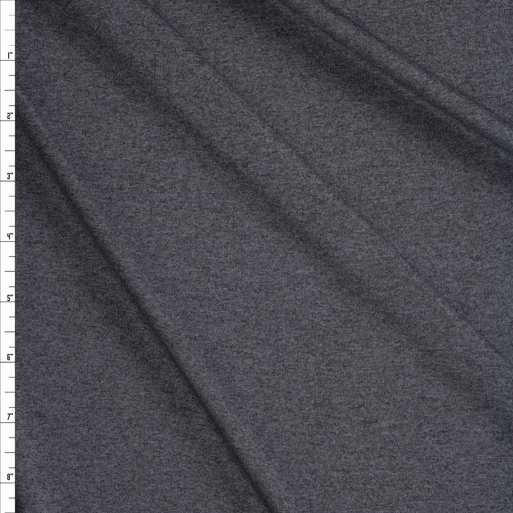 Charcoal Heather Moisture Wicking Designer Athletic Knit Fabric By The Yard