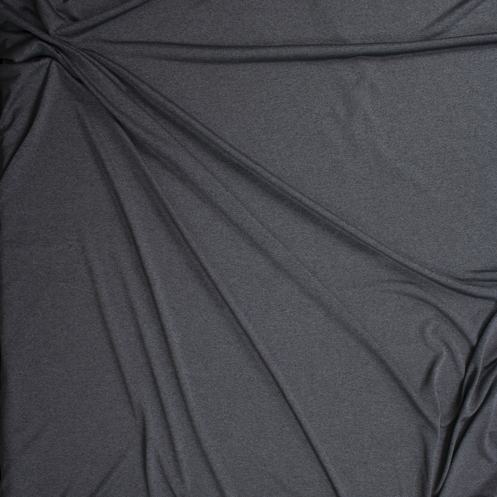 Charcoal Heather Moisture Wicking Designer Athletic Knit Fabric By The Yard - Wide shot