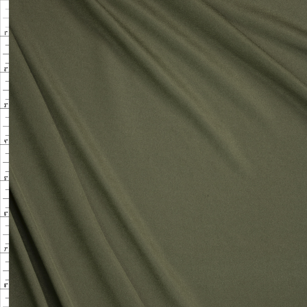 Olive Moisture Wicking Designer Athletic Knit Fabric By The Yard