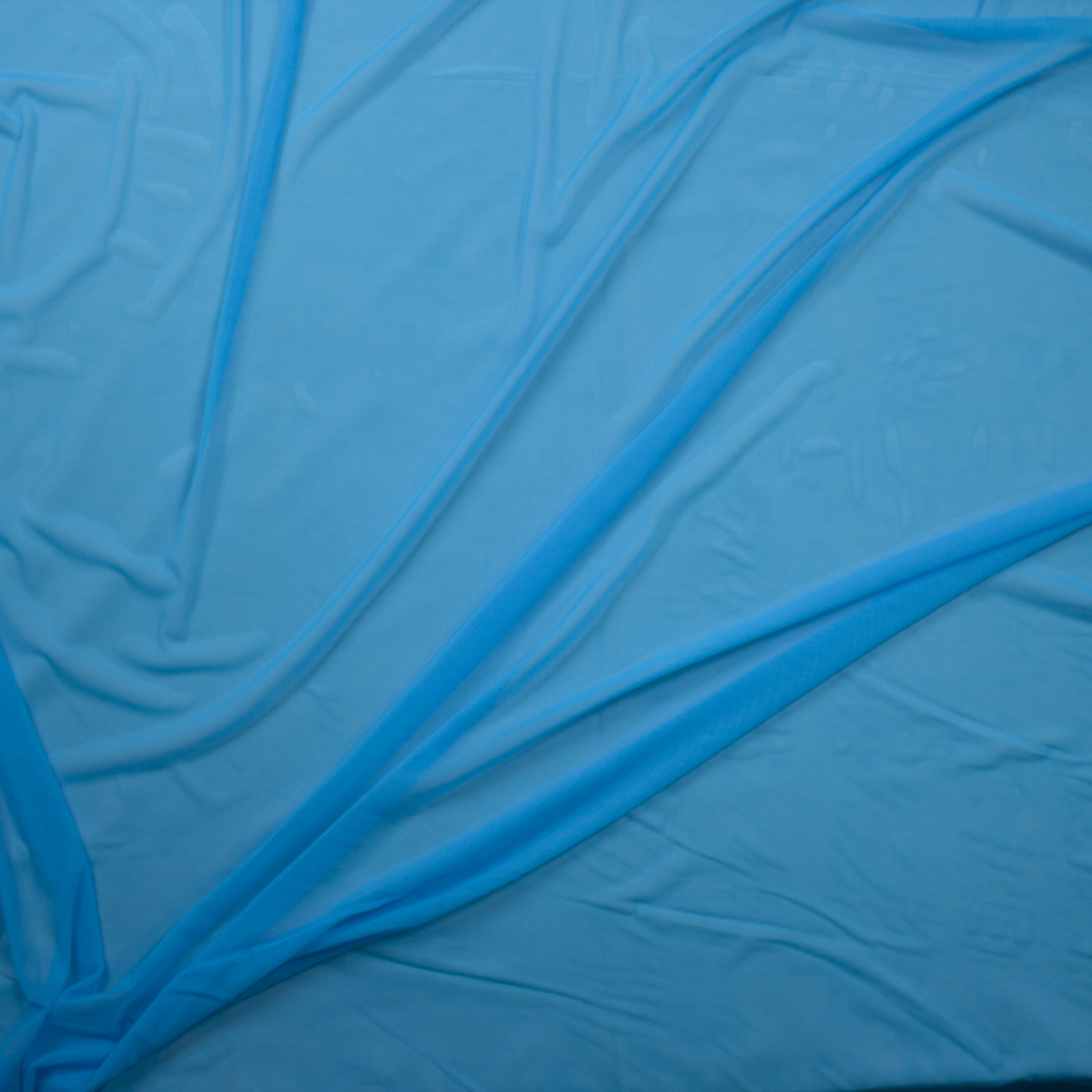 Turquoise Designer Power Mesh Fabric By The Yard - Wide shot