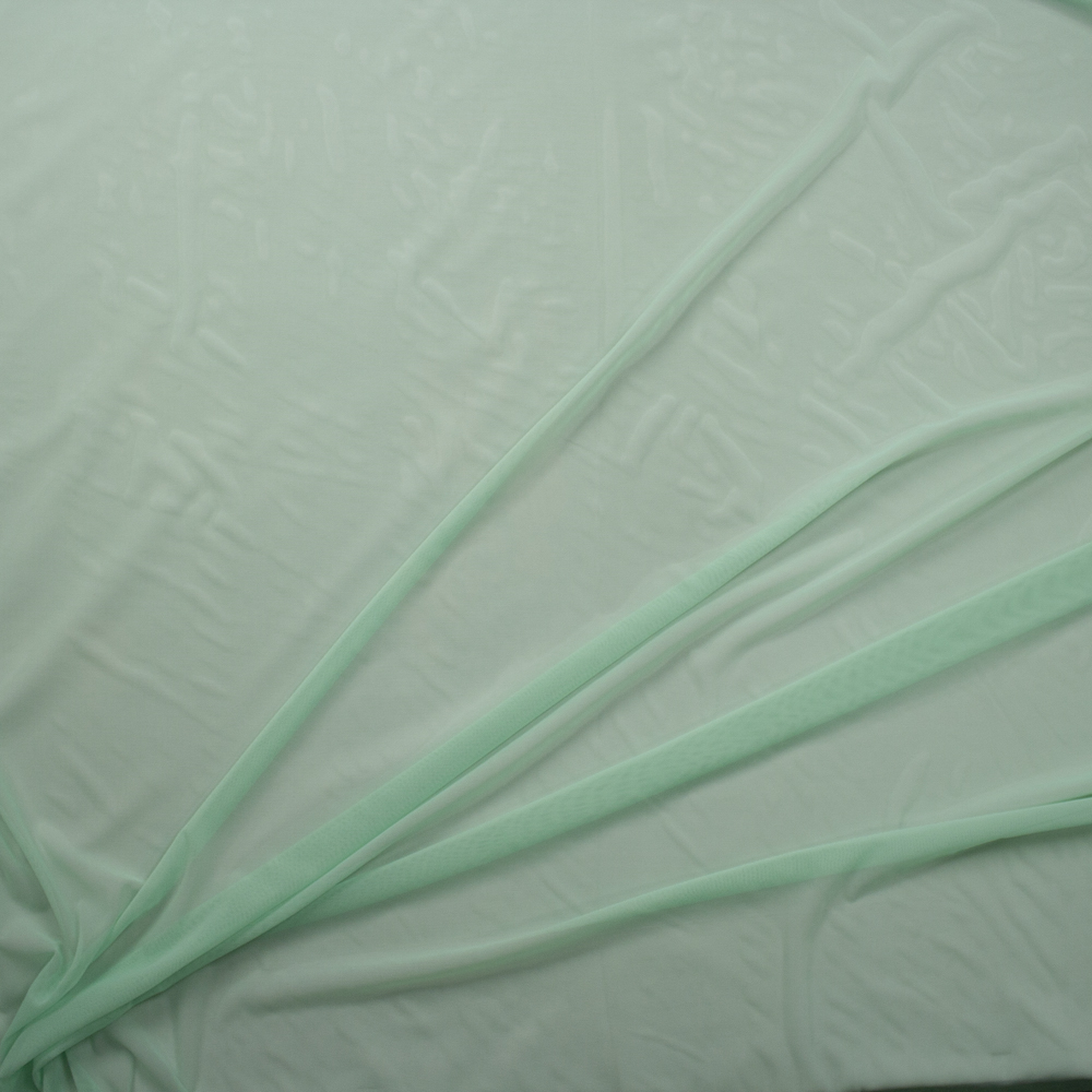 Mint Green Designer Power Mesh Fabric By The Yard - Wide shot